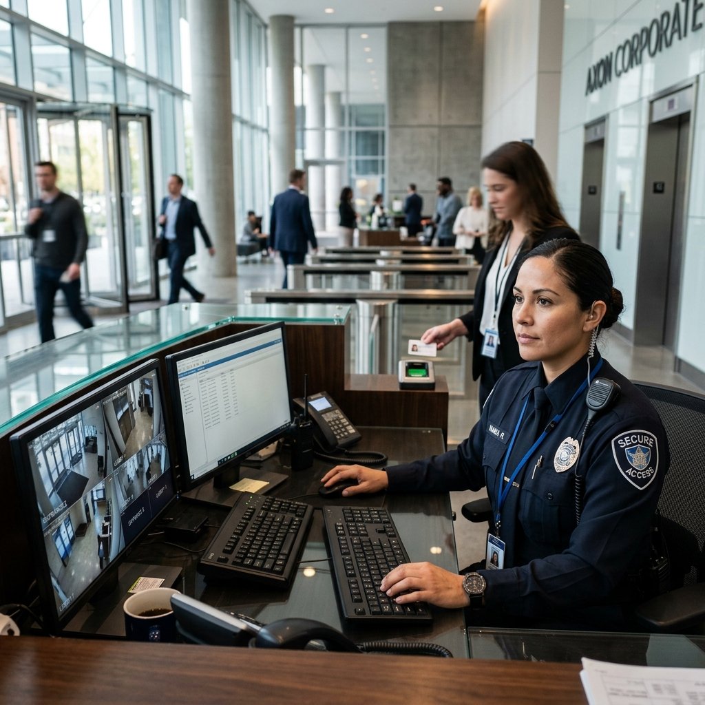 Security Guarding Desk monitoring access